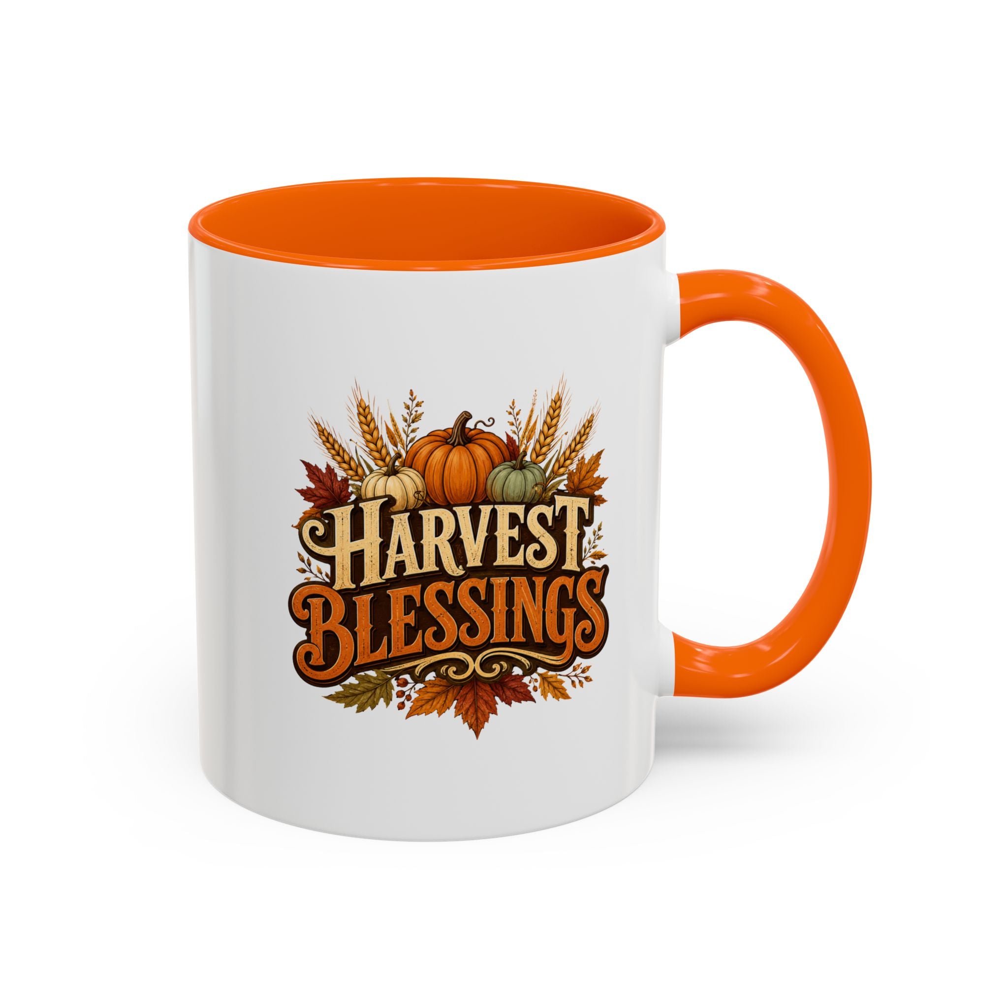 Thanksgiving Mug Harvest Blessings Coffee Mug — Fall Pumpkin & Wheat Thanksgiving Mug