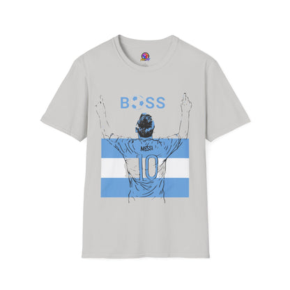 Soccer Boss T‑Shirt — 'BOSS' Striped Football Player Graphic Tee