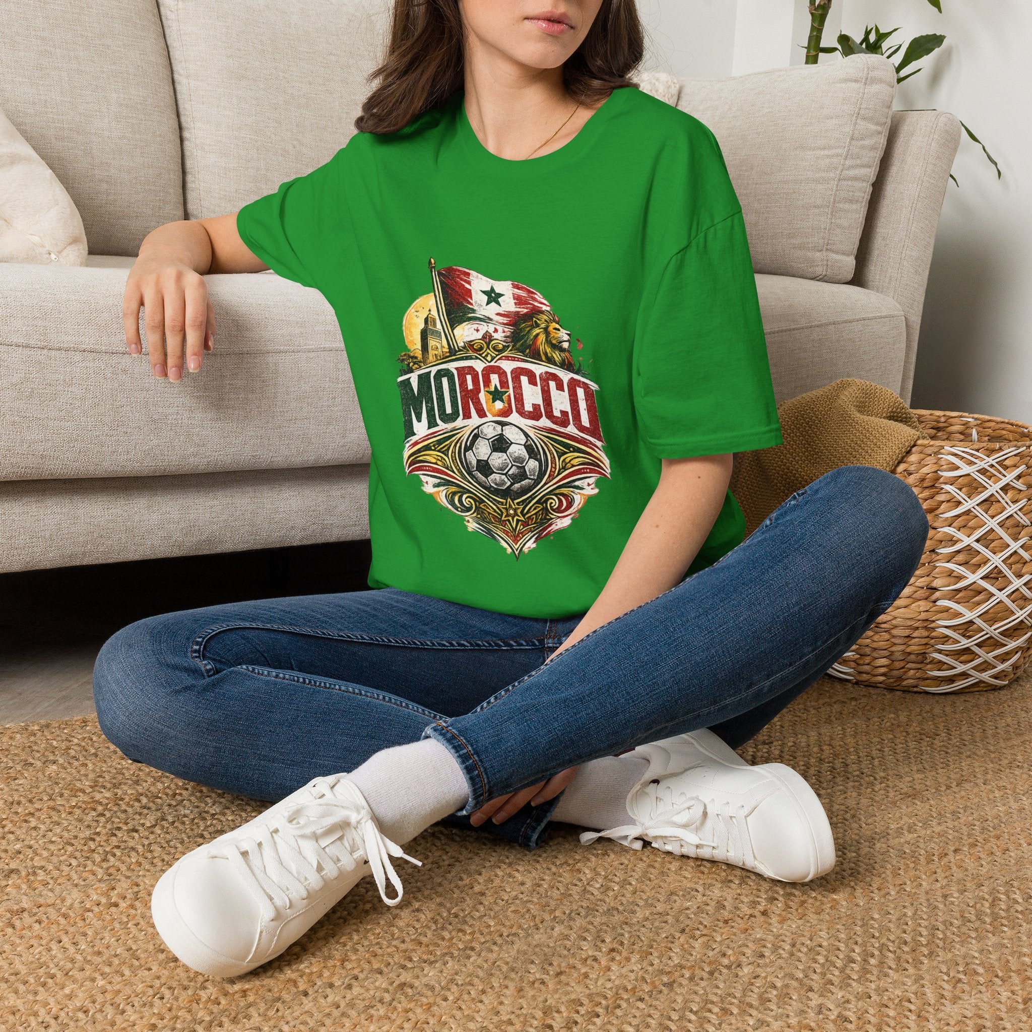 Morocco Soccer T-Shirt — Vintage Flag & Lion Football Tee