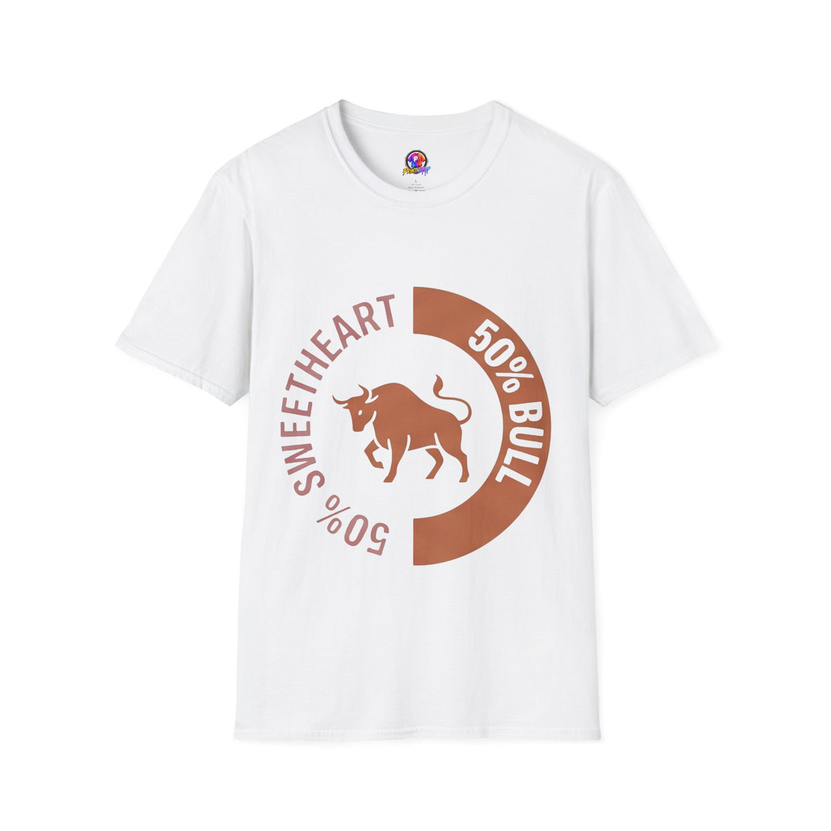 Bull Percentage Graphic T-Shirt — "50% Bull, 50% Sweetheart" Casual Tee