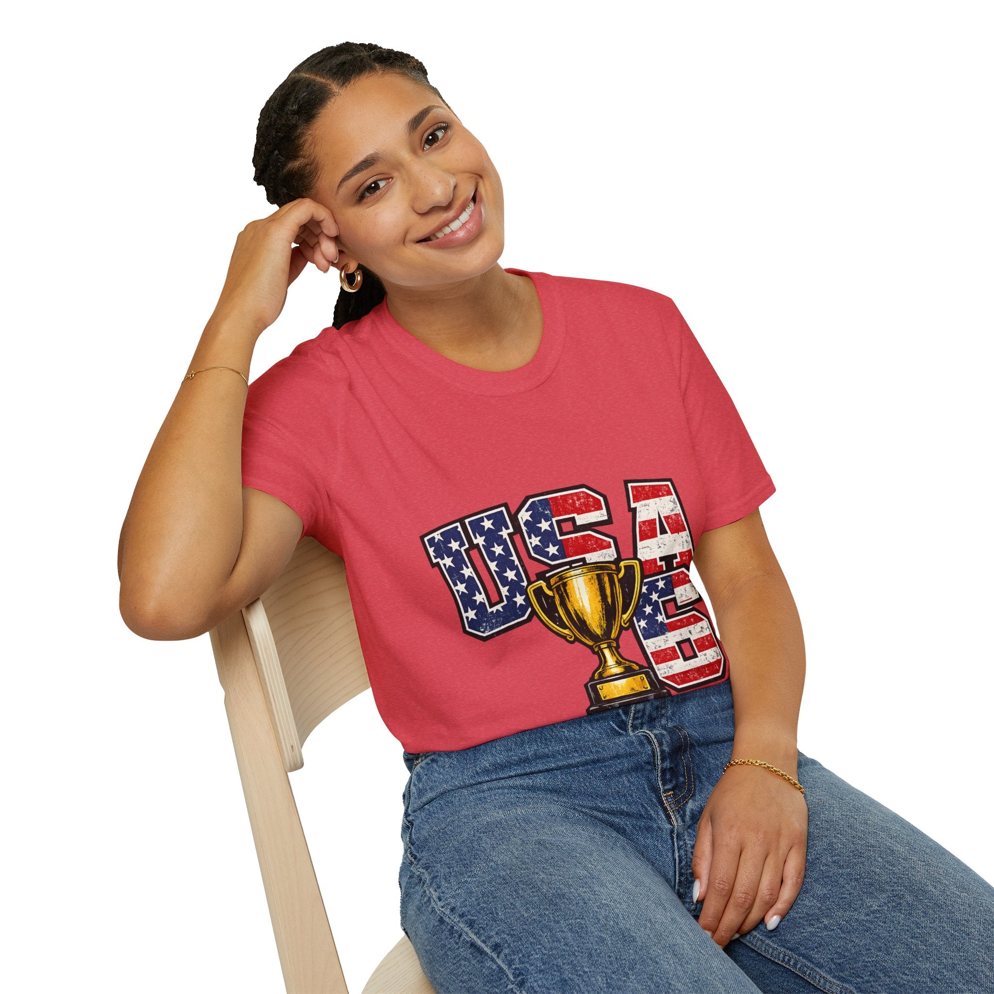 USA Trophy T-Shirt — Patriotic American Flag Graphic Tee