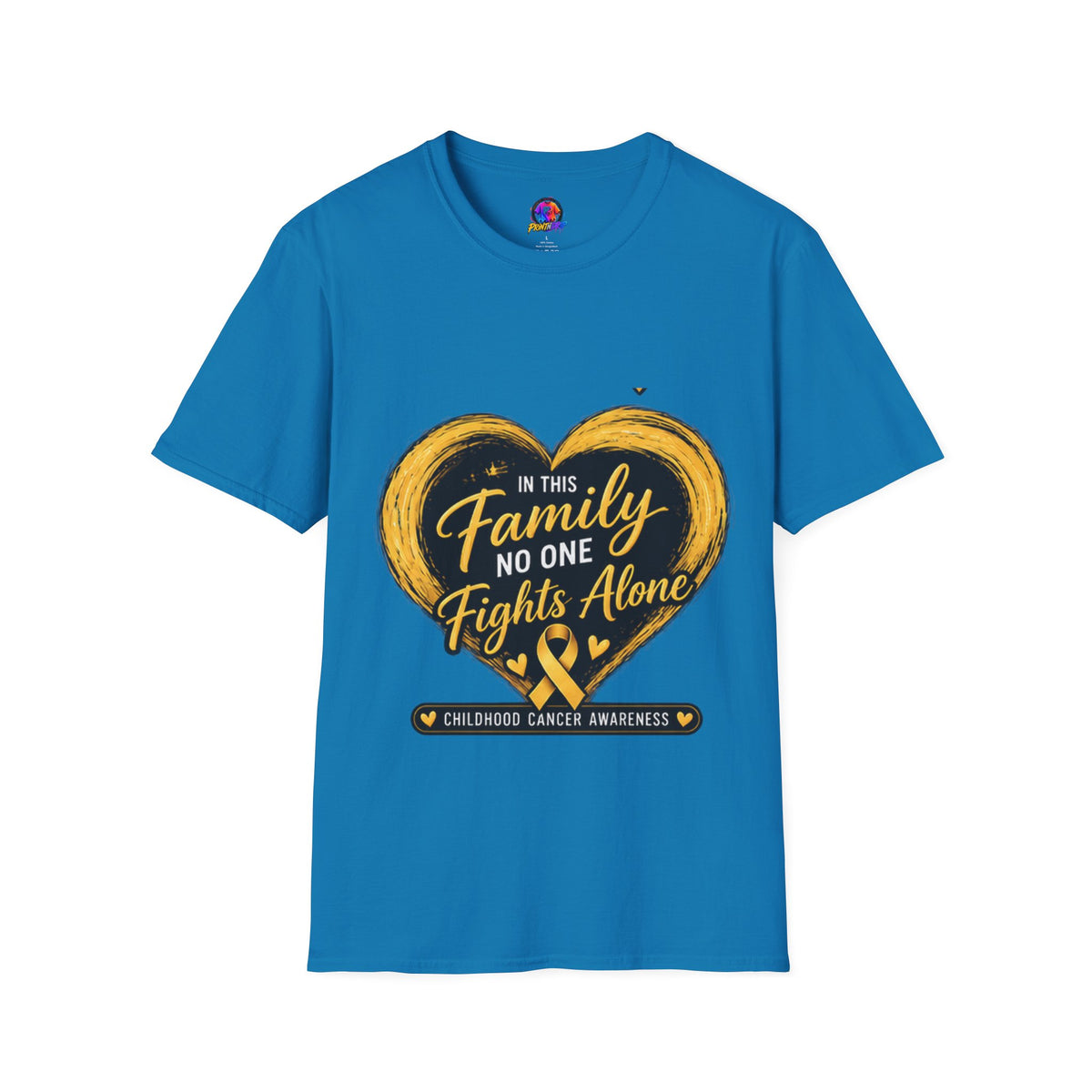 Childhood Cancer Awareness T-Shirt — "In This Family No One Fights Alone"