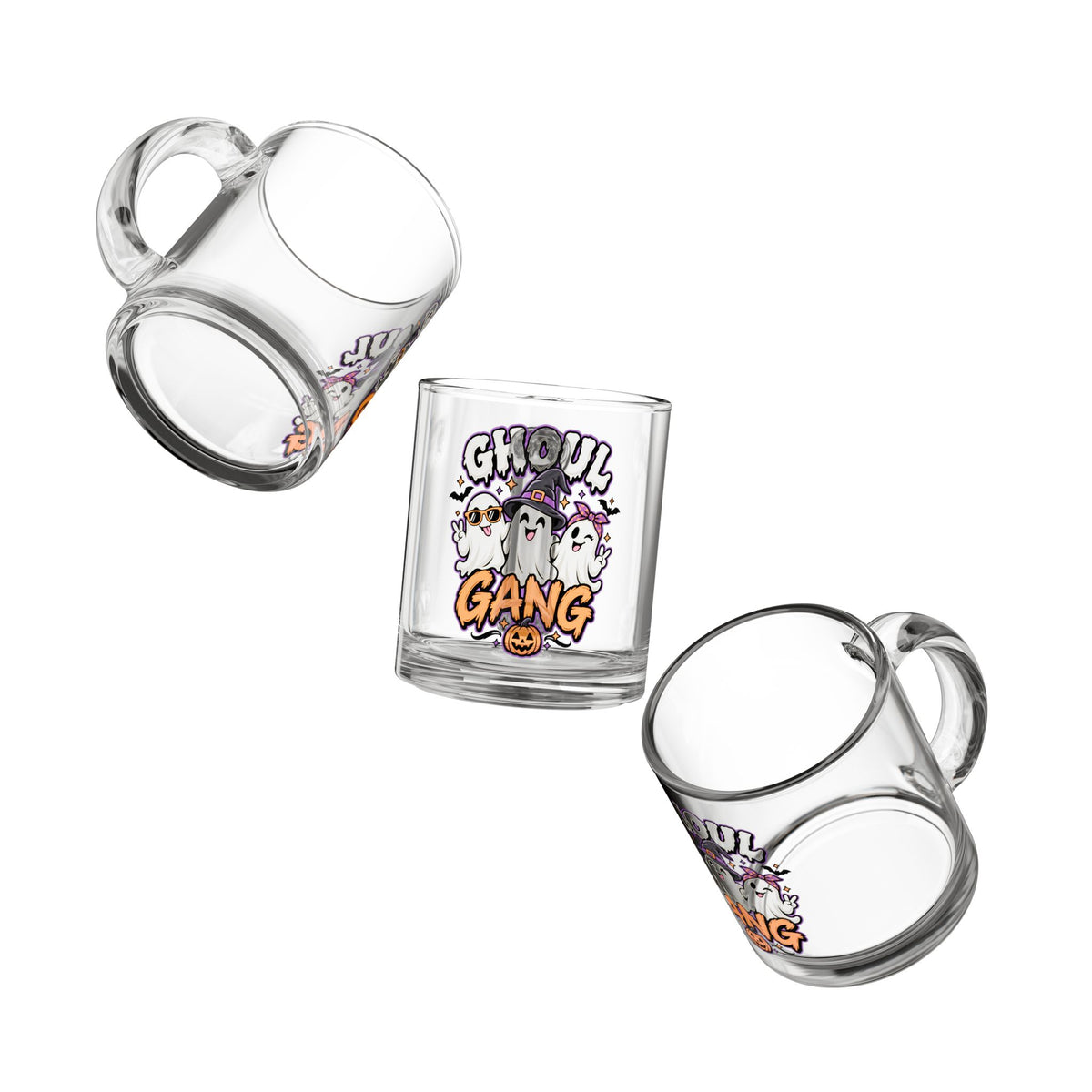 Ghoul Gang 10oz Glass Mug — Cute Halloween Ghosts Coffee Cup
