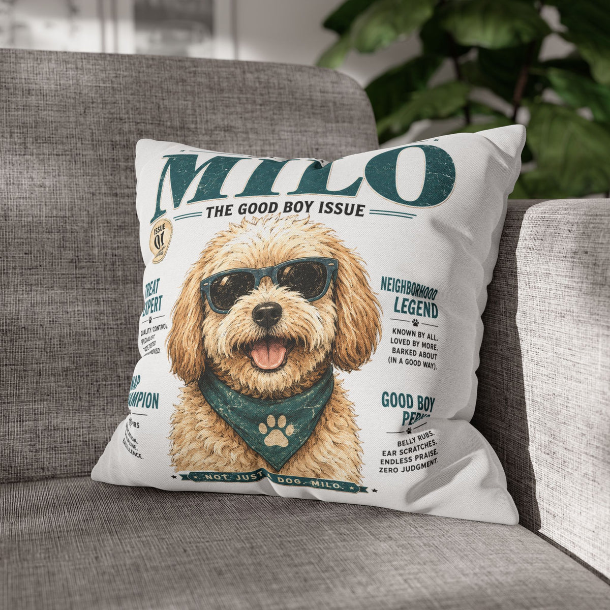 Milo 'The Good Boy Issue' Decorative Pillowcase Milo Bailey Dog Dad Mom