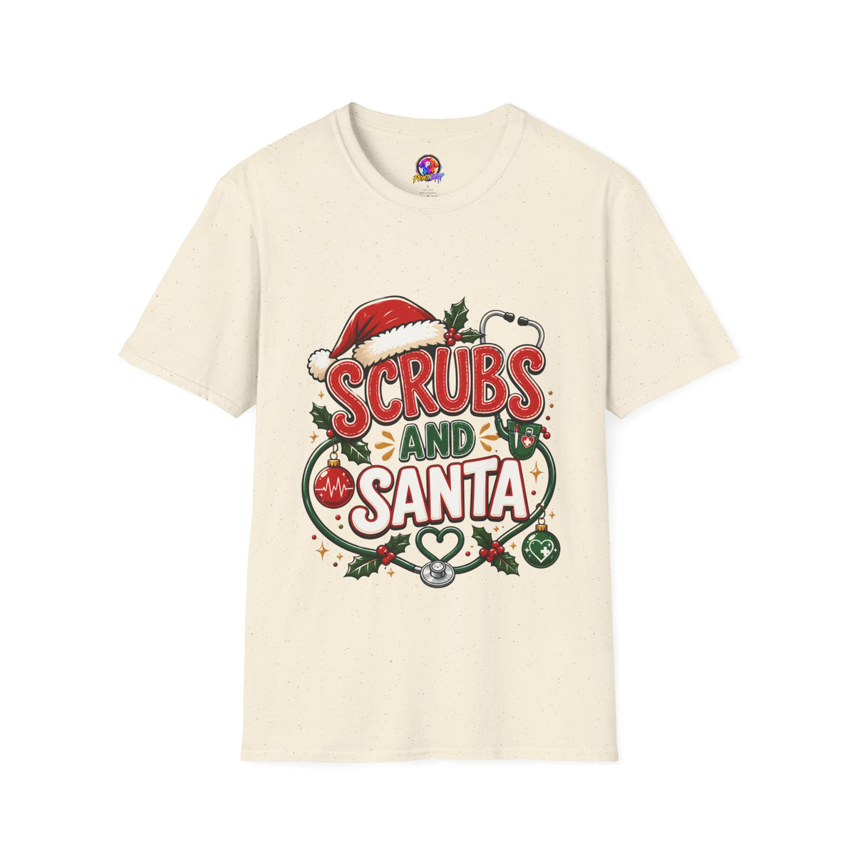 Scrubs and Santa Christmas Tee — Funny Nurse Holiday T-Shirt