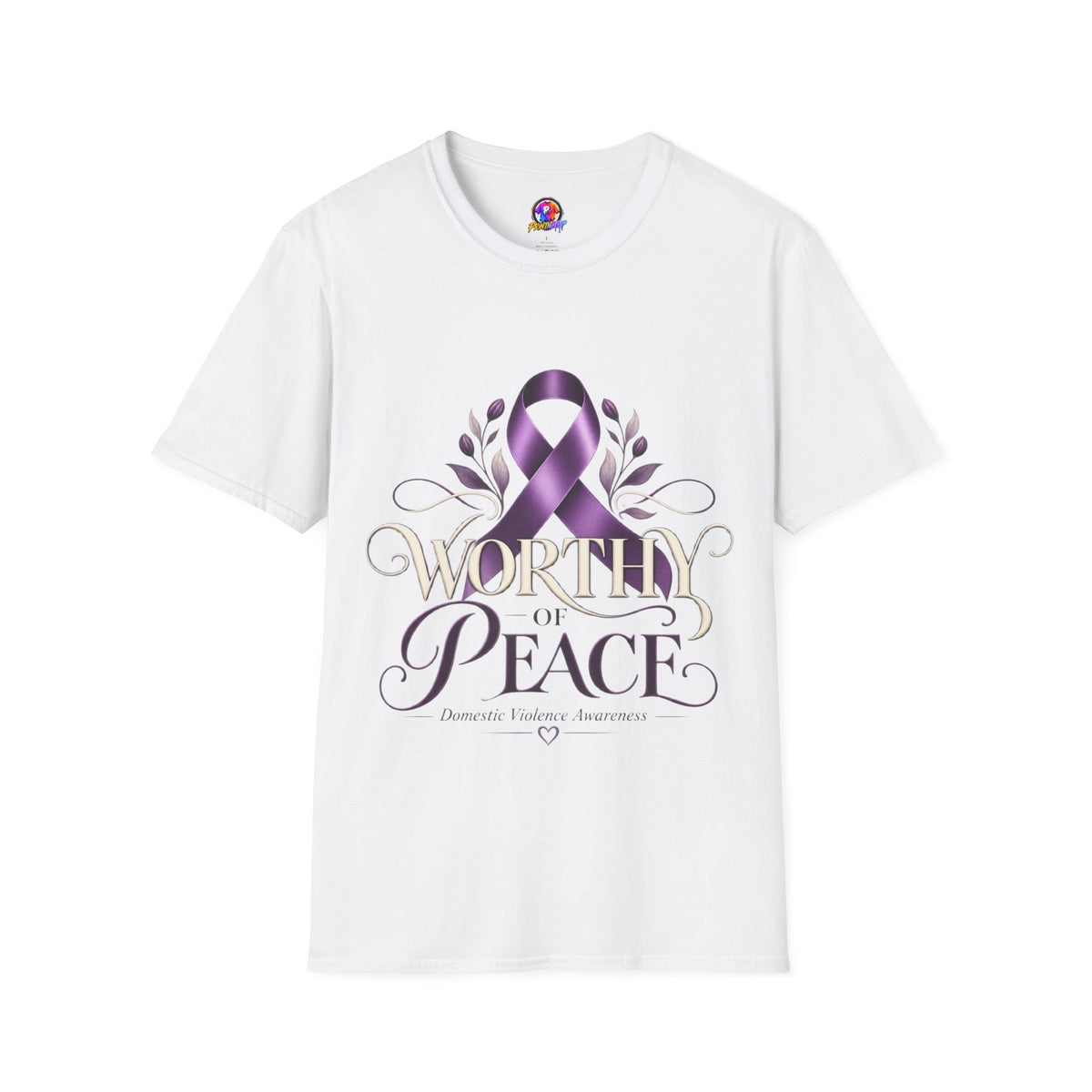 Worthy of Peace Purple Ribbon Domestic Violence  Awareness T-Shirt