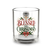 Christmas Glass Mug 10 oz Glass Mug — "Blessed This Christmas" Holiday Coffee Mug (10 oz)