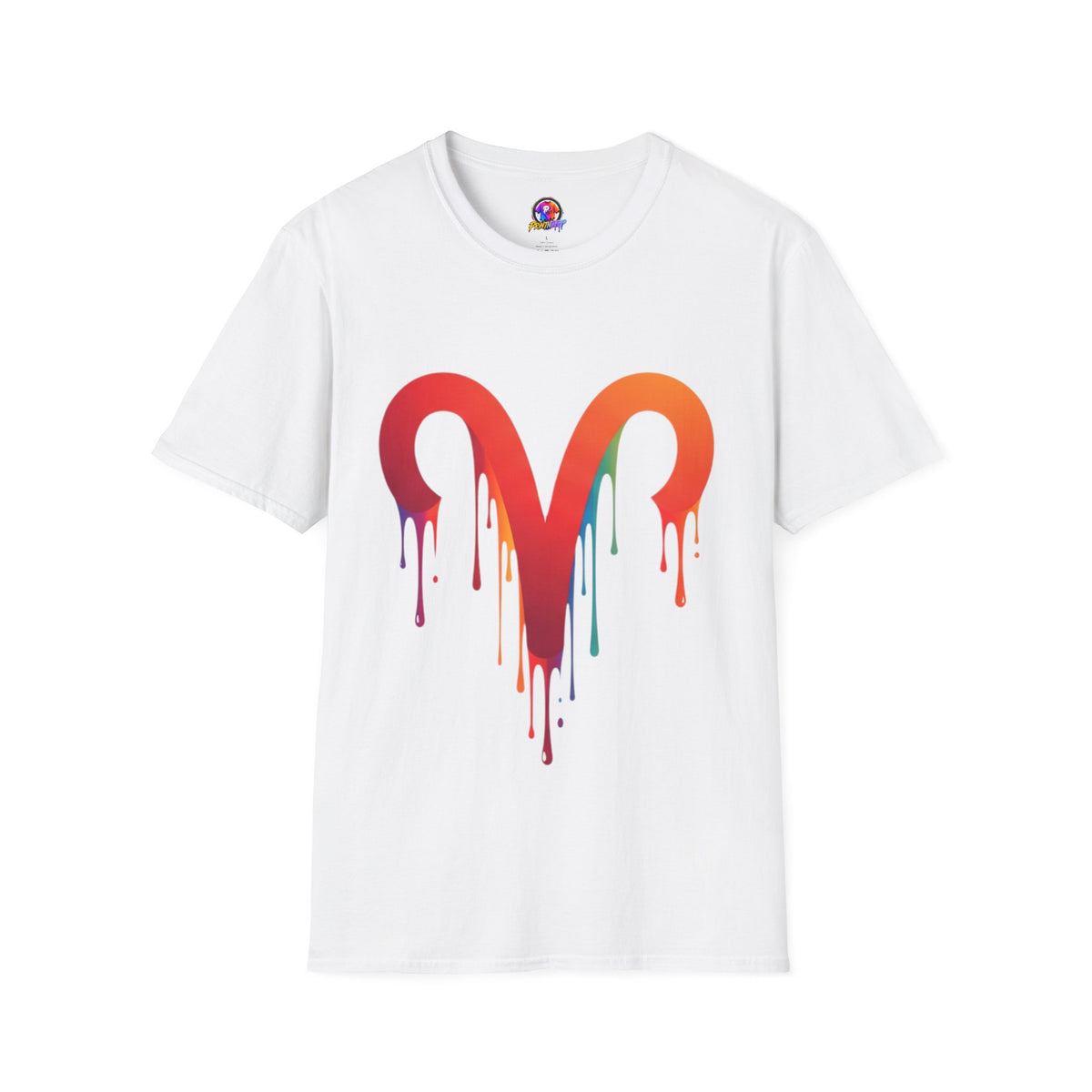 Aries Rainbow Drip T-Shirt — Colorful Dripping Zodiac Graphic Tee