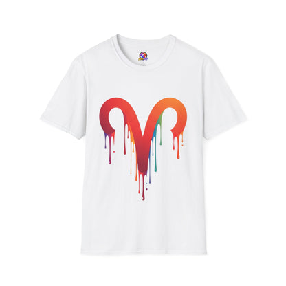 Aries Rainbow Drip T-Shirt — Colorful Dripping Zodiac Graphic Tee