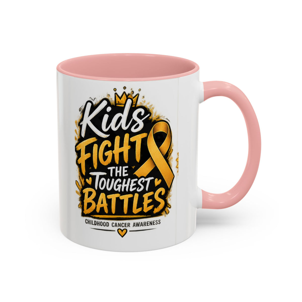 Kids Fight The Toughest Battles Accent Coffee Mug — Childhood Cancer Awareness 11/15oz
