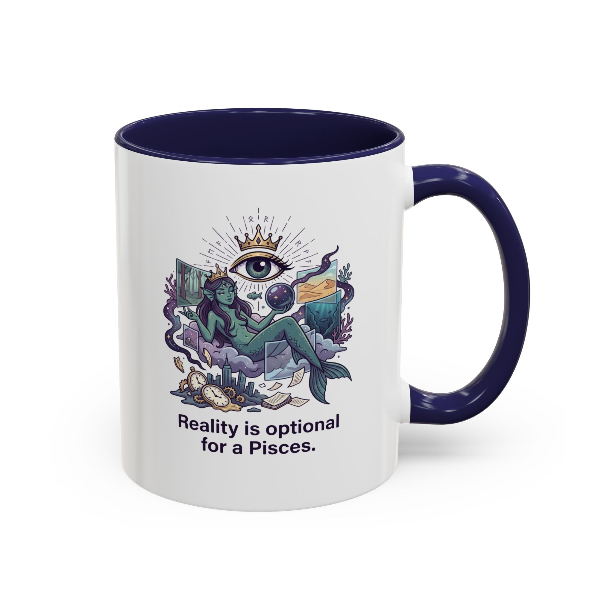 Pisces Zodiac Coffee Mug — "Reality is Optional for a Pisces" Accent Mug