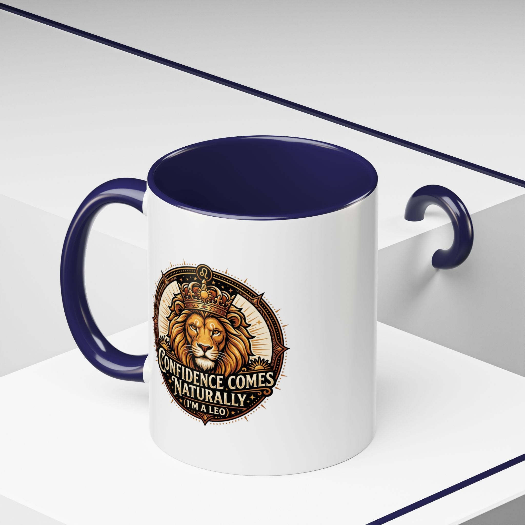 Lion Zodiac Coffee Mug - "Confidence Comes Naturally" Accent Mug (11/15oz)