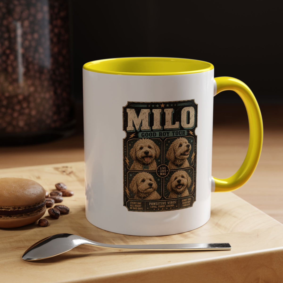 Milo Bailey Dog Dad Mom Personalized Milo Dog Coffee Mug — "Good Boy Tour" Accent Mug