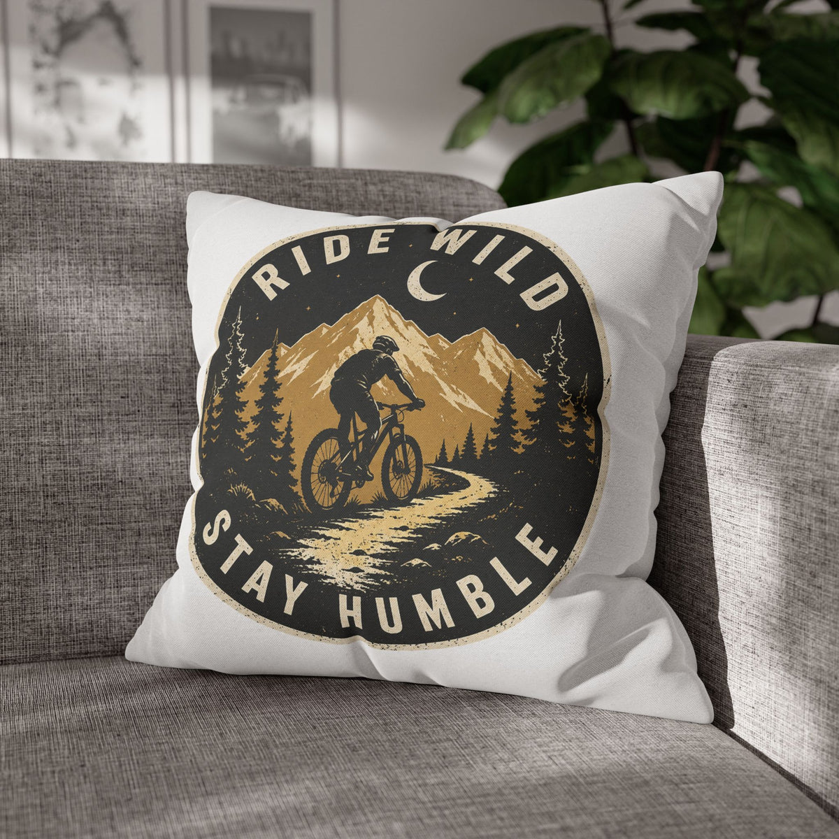 Ride Wild Stay Humble Mountain Biker Pillowcase Milo Bailey Dog Dad Mom