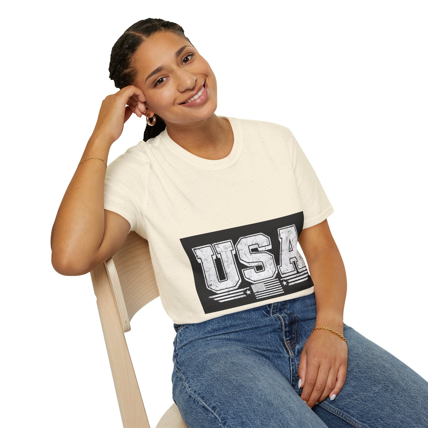 USA Vintage Block T-Shirt — Patriotic Americana Graphic Tee