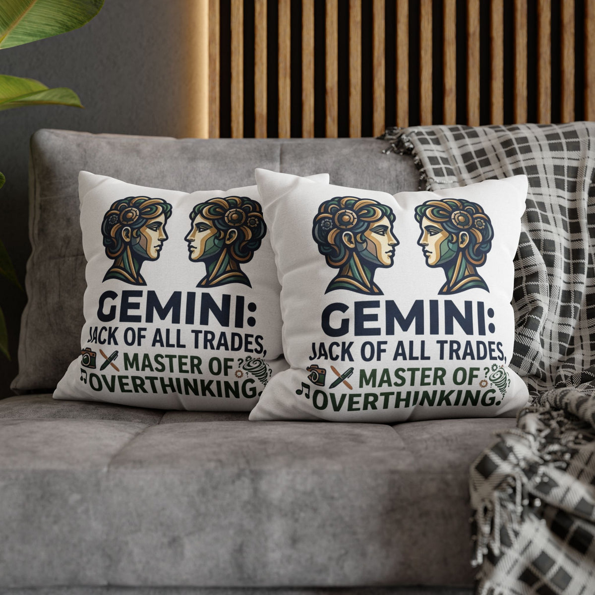 Gemini Pillowcase – "Jack of All Trades, Master of Overthinking" Astrology Throw Pillow