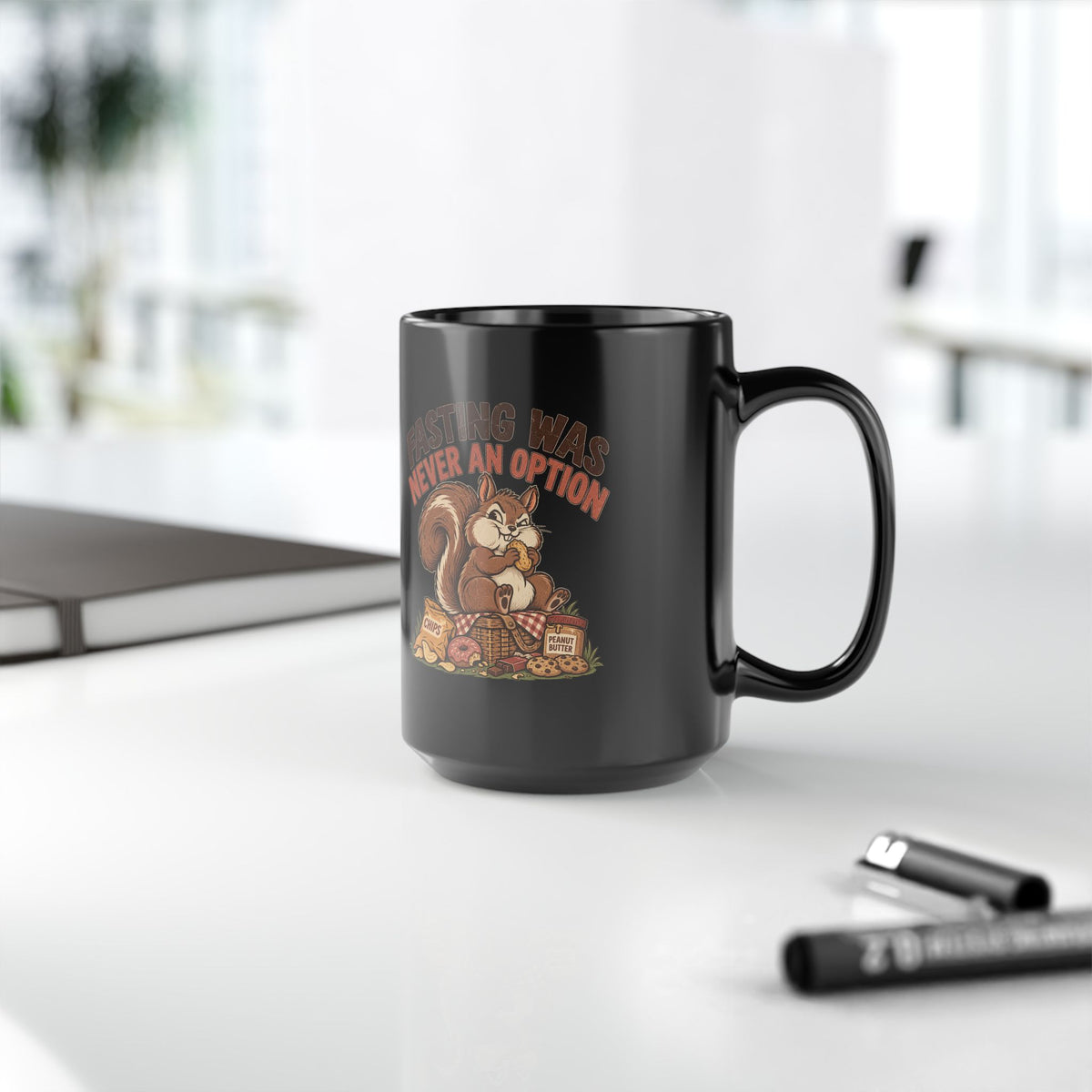 Squirrel Coffee Mug - "Nuts-ing Was Never an Option" Funny Woodland Animal Mug (11oz/15oz)