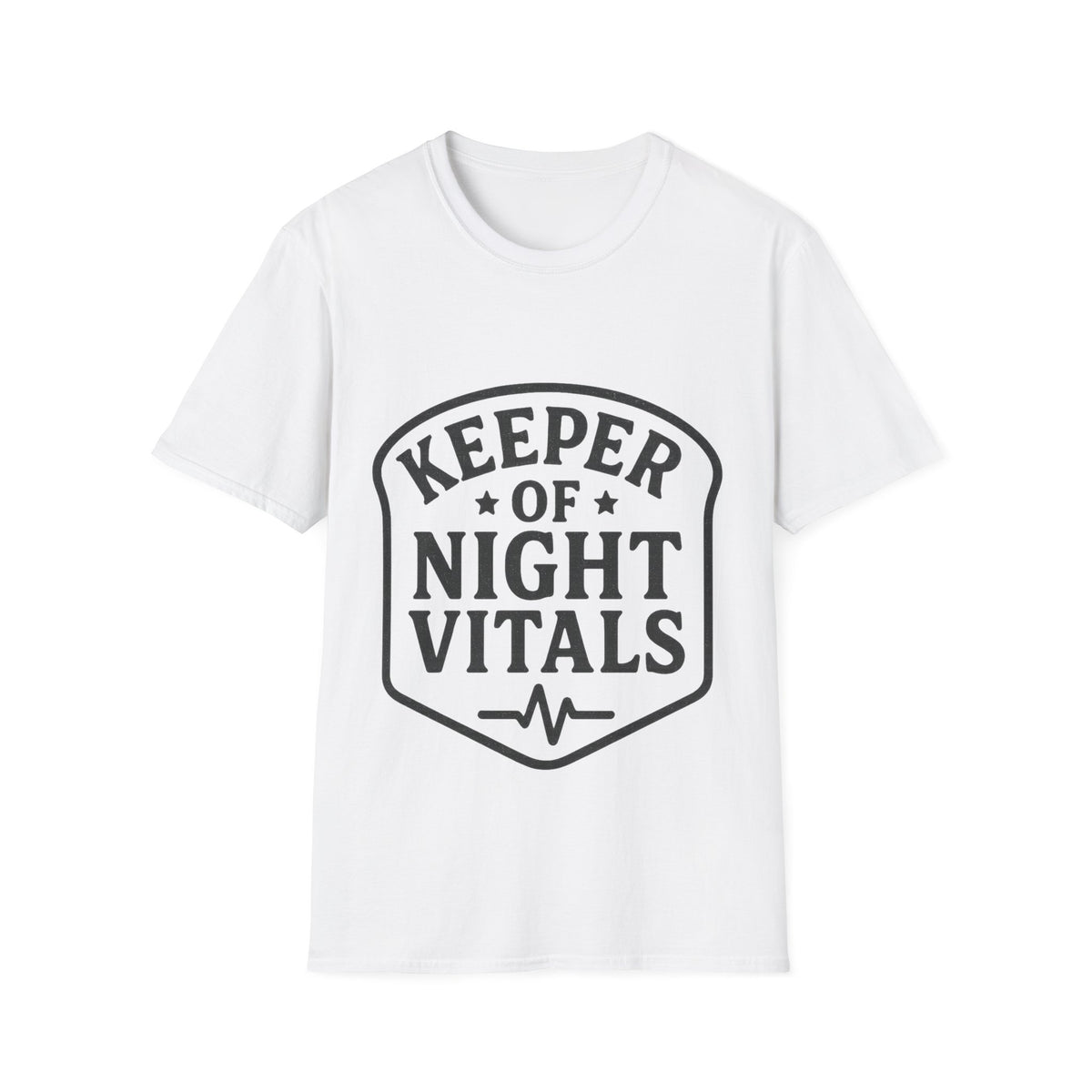 "Keeper Of Night Vitals" Retro Shield Graphic Tee - Funny Night Shift Nurse Medical White T-Shirt - Trending Now - September 2026