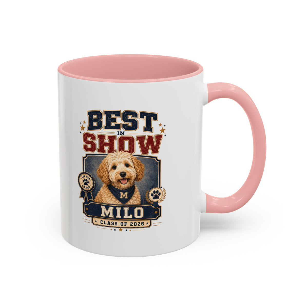 Milo Bailey Dog Dad Mom Best in Show Personalized Dog Photo Coffee Mug — Custom Name & Year