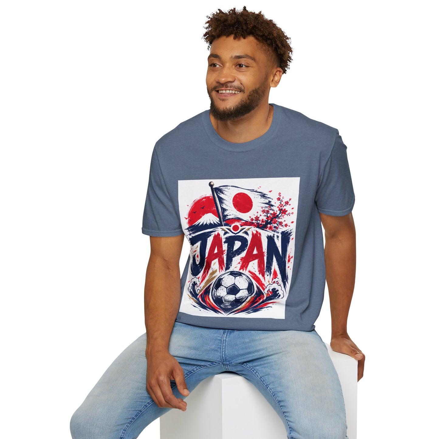 Japan Soccer T-Shirt — Japanese Flag & Cherry Blossom Football Graphic