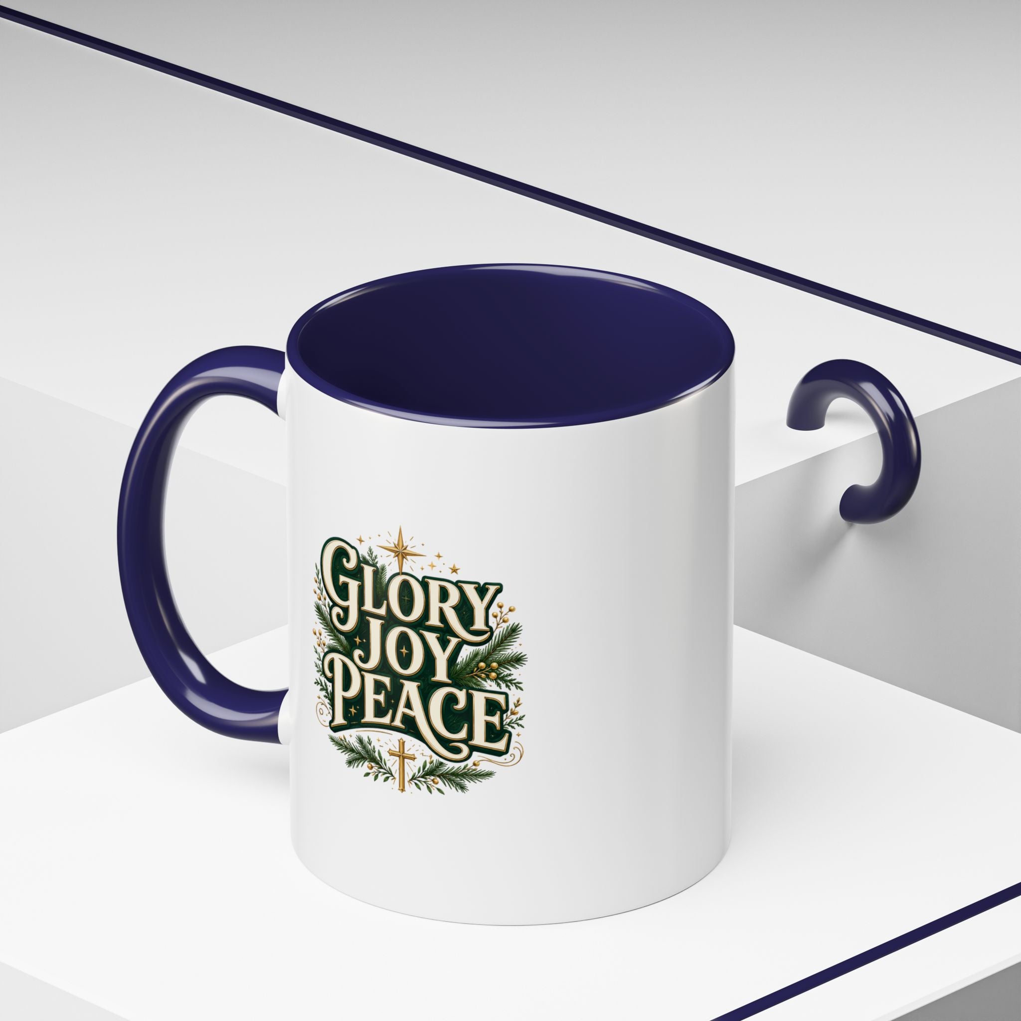 Glory Joy Peace Christmas Coffee Mug - Holiday Scripture Accent Mug