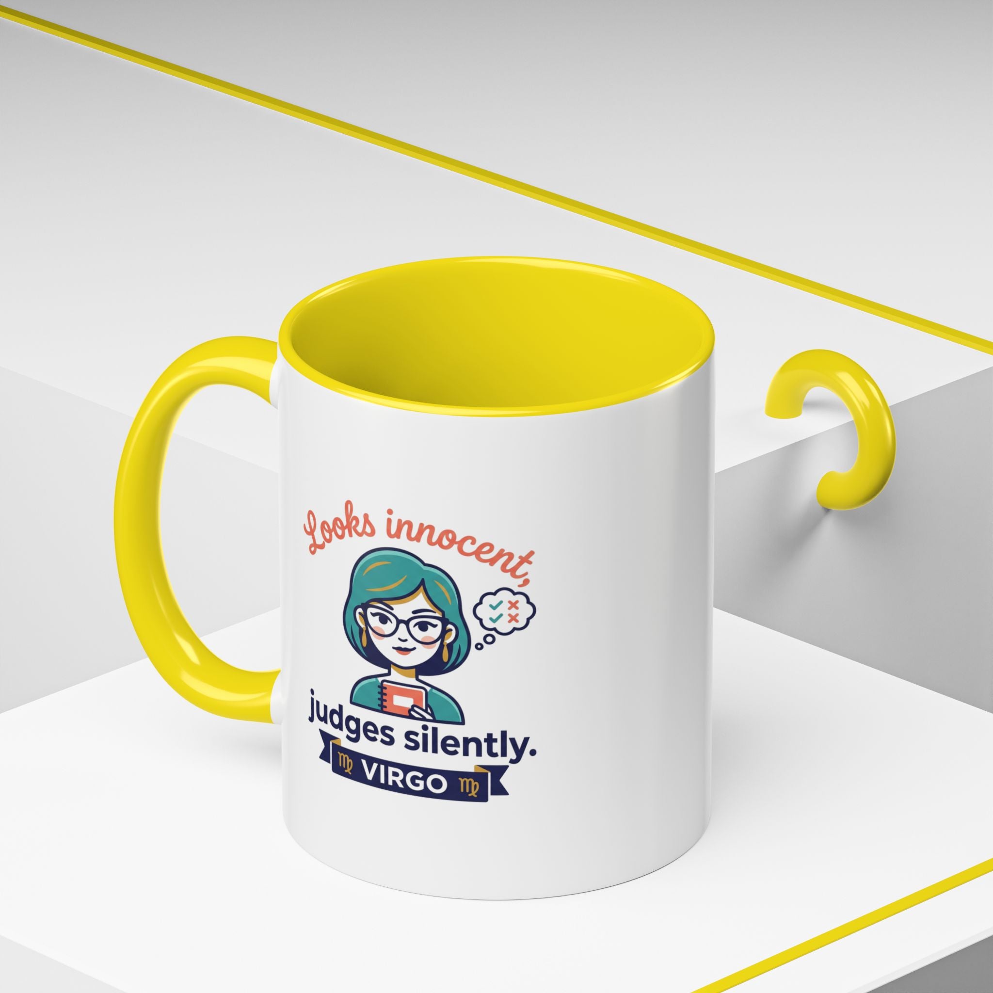 Virgo Accent Coffee Mug - "Looks Innocent, Judges Silently" Zodiac Astrology Gift