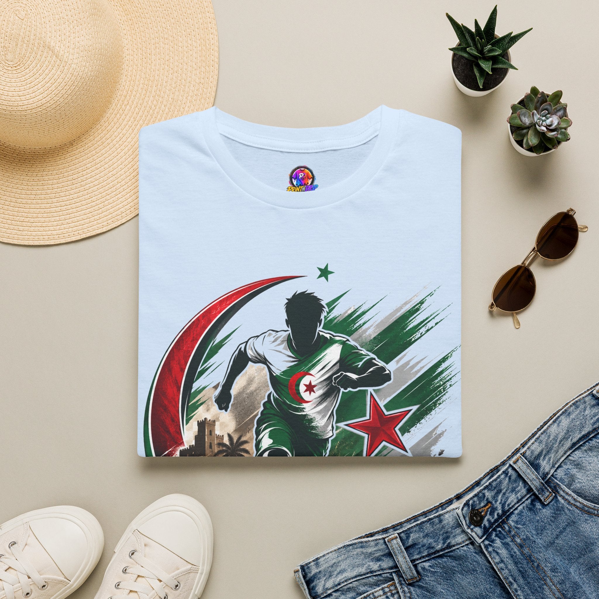 Algeria Football Fan Tee — "Green Desert Fire" Soccer Shirt
