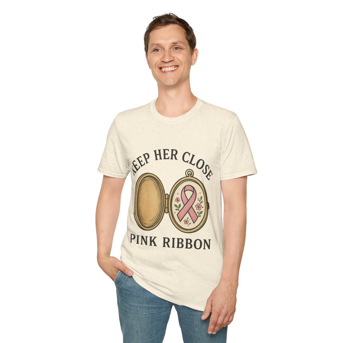 Keep Her Close Pink Ribbon Vintage Locket Graphic Tee - Trending Now - September 2026