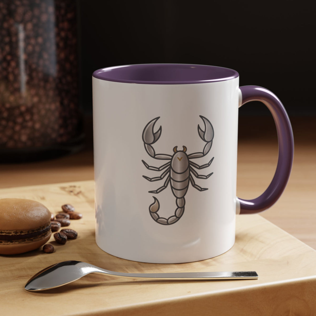 Scorpio Zodiac Accent Coffee Mug — Silver Scorpion Astrology Gift