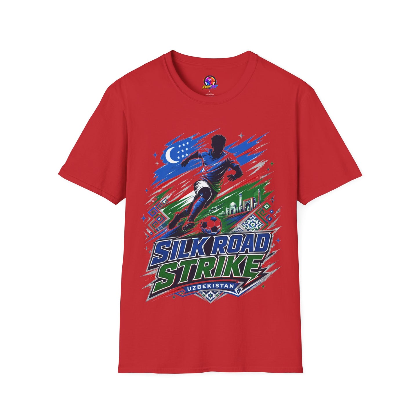 Silk Road Strike Soccer T-Shirt — Uzbekistan Football Graphic Tee