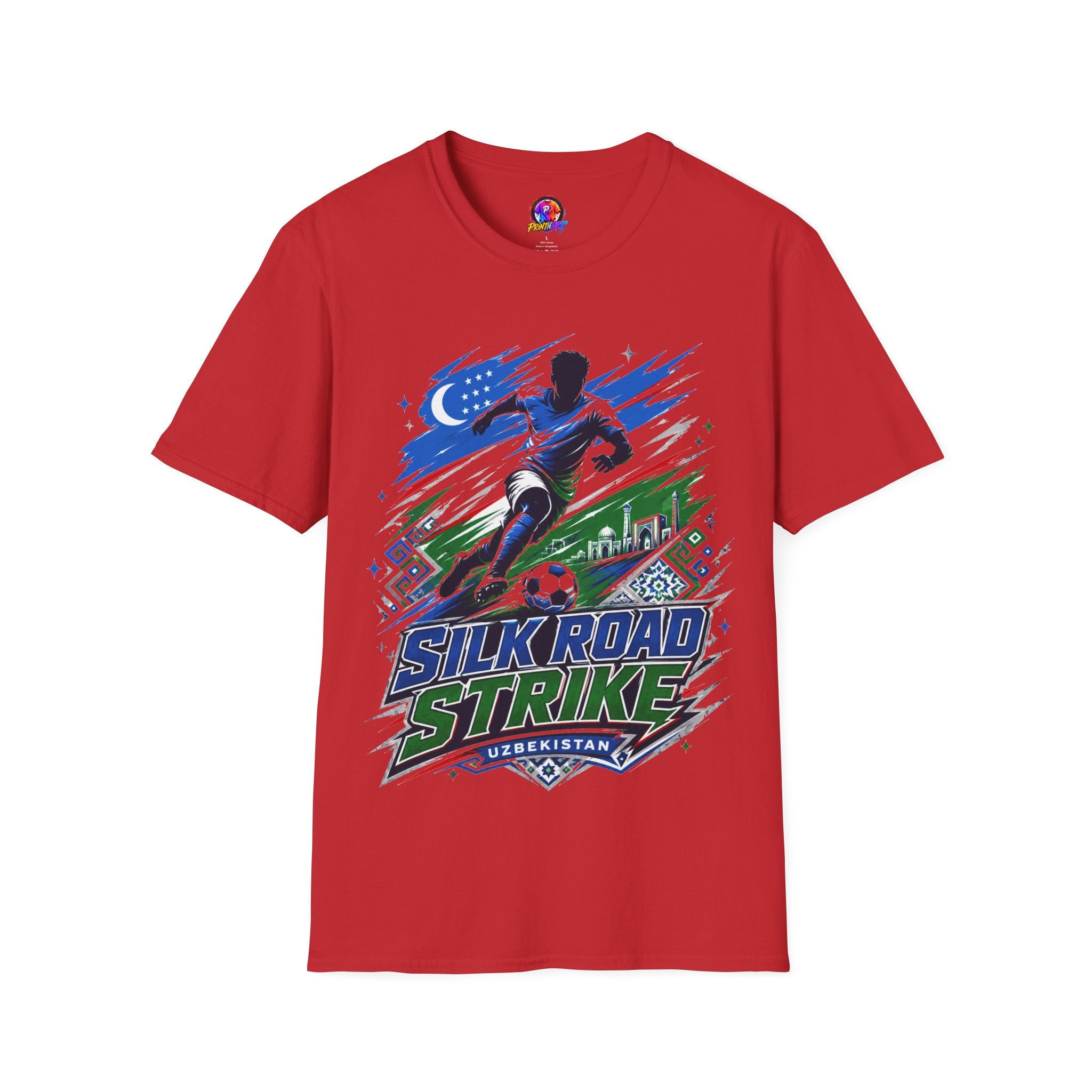 Silk Road Strike Soccer T-Shirt — Uzbekistan Football Graphic Tee