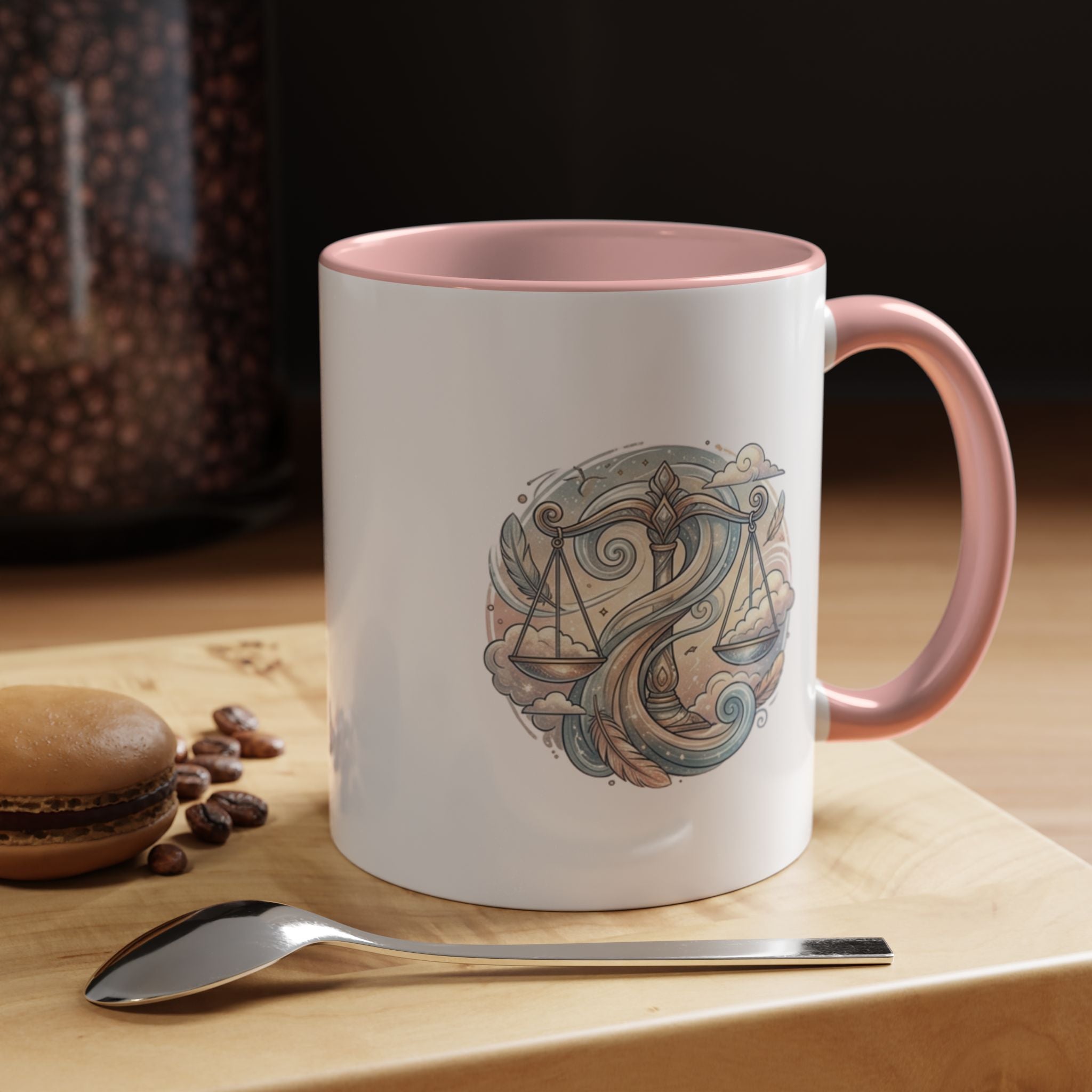 Libra Zodiac Coffee Mug — Balance Scales Astrological Accent Mug