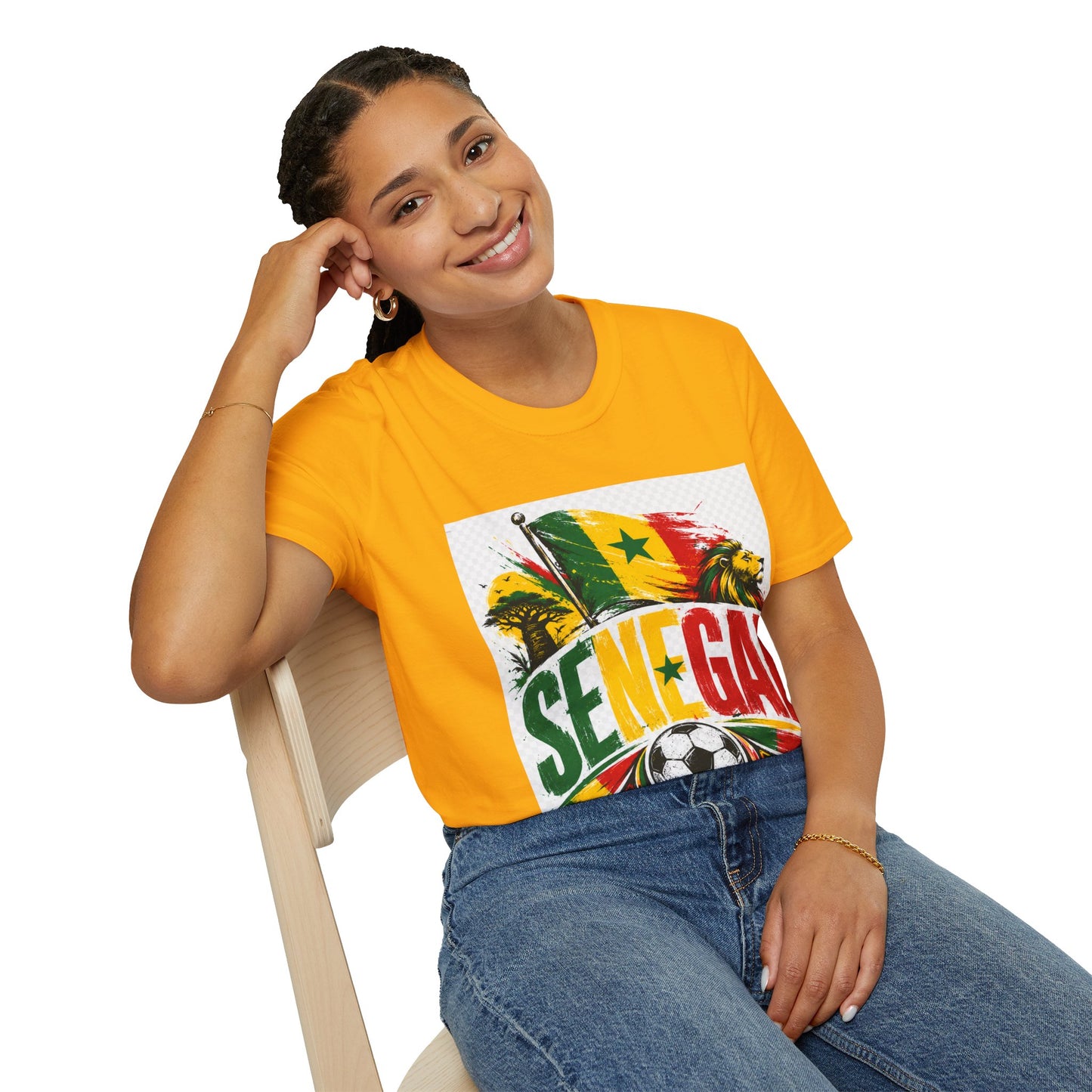 Senegal Flag Soccer T-Shirt — Lion & Football Pride Tee