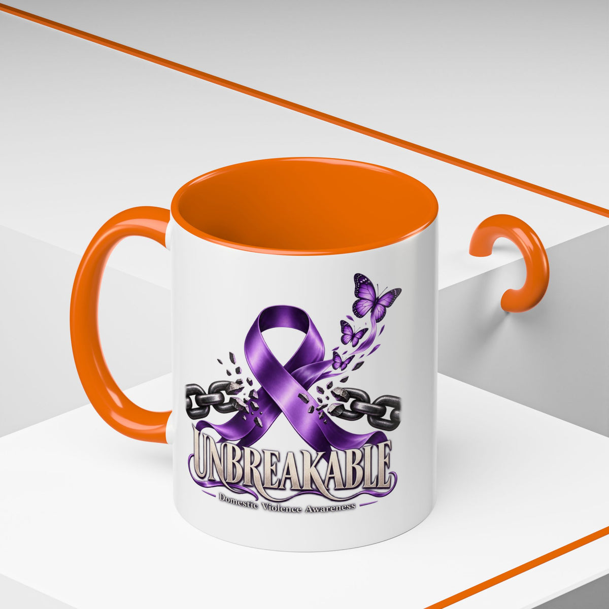 Unbreakable Purple Ribbon Coffee Mug —Domestic Violence Awareness Support Accent Mug