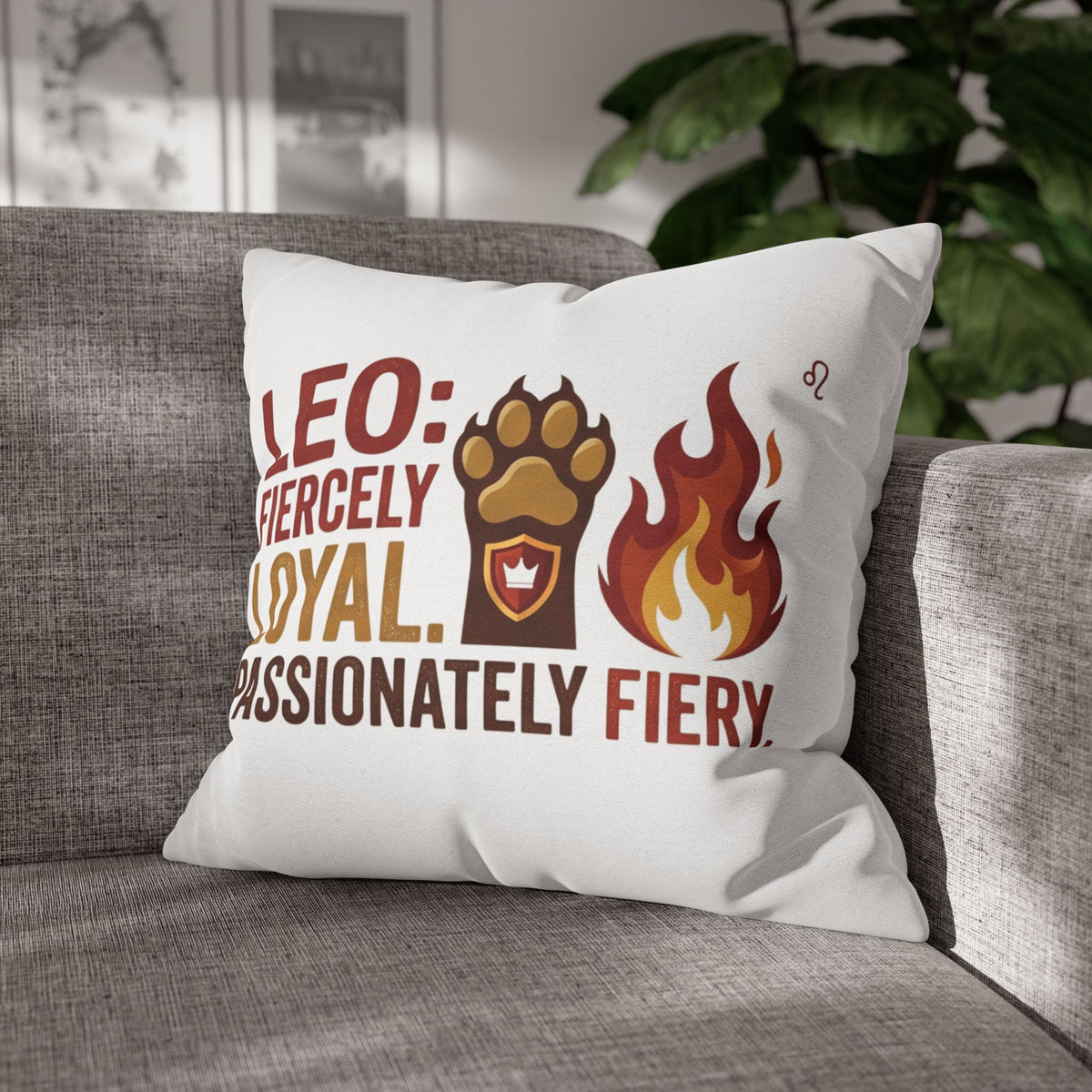 Leo Zodiac Fiercely Loyal Spun Polyester Square Pillowcase