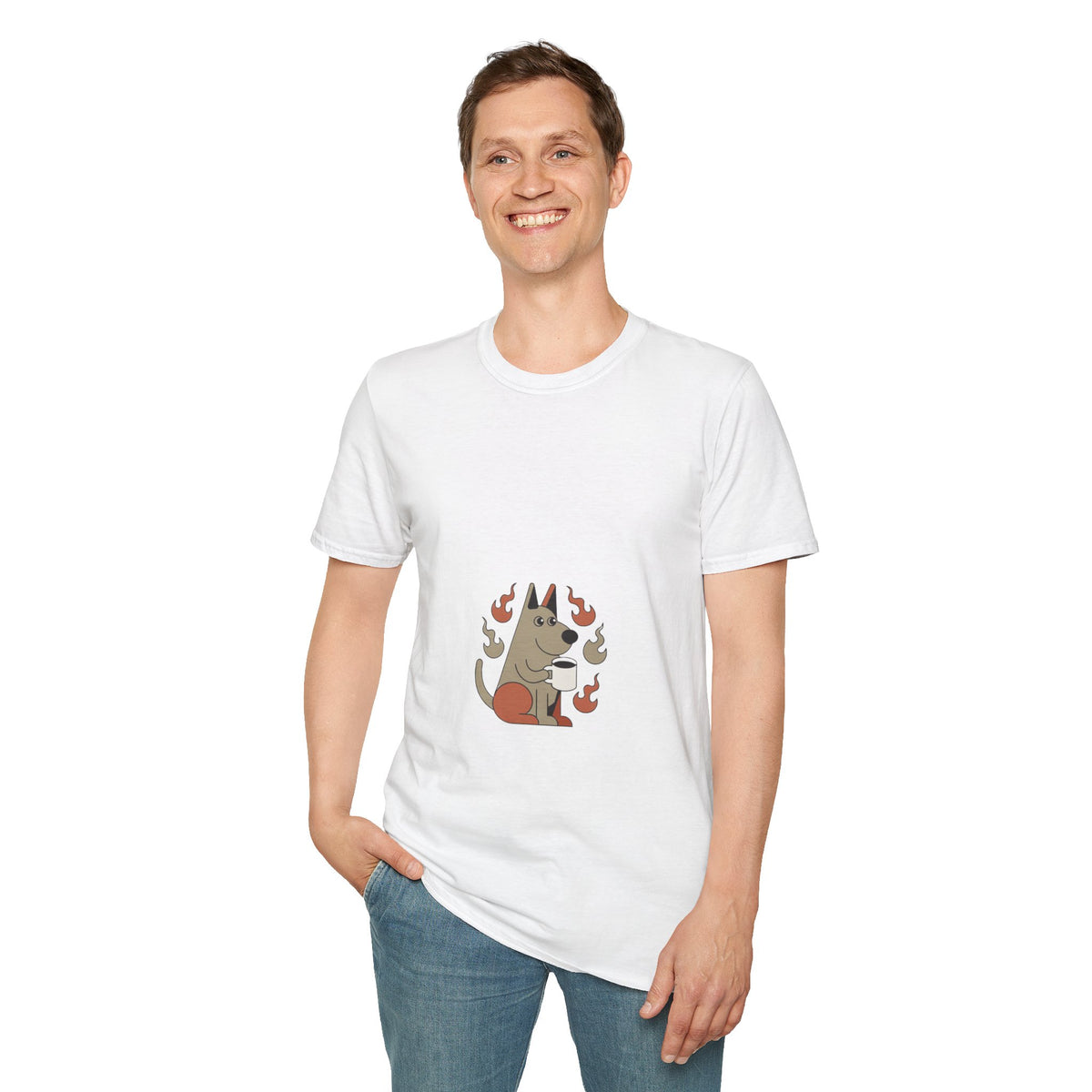 Peeking Dog T-Shirt – Cute Pup Surrounded by Flames Graphic Tee - Trending Now - September 2026