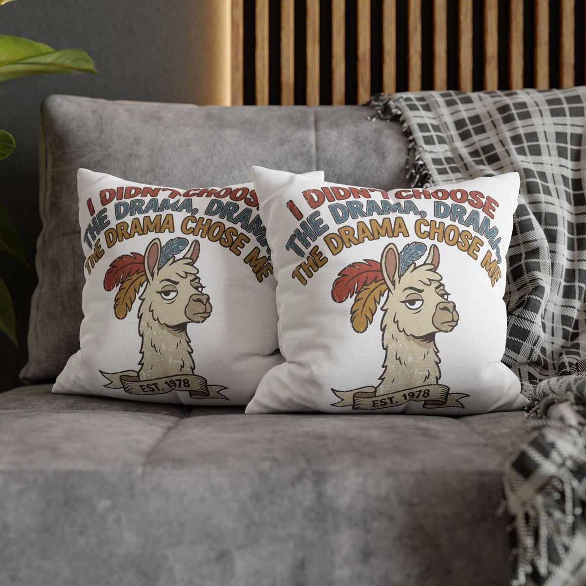 Llama Drama Pillowcase – Funny "I Didn't Choose the Drama, Drama Chose Me" Decorative Cushion Cover