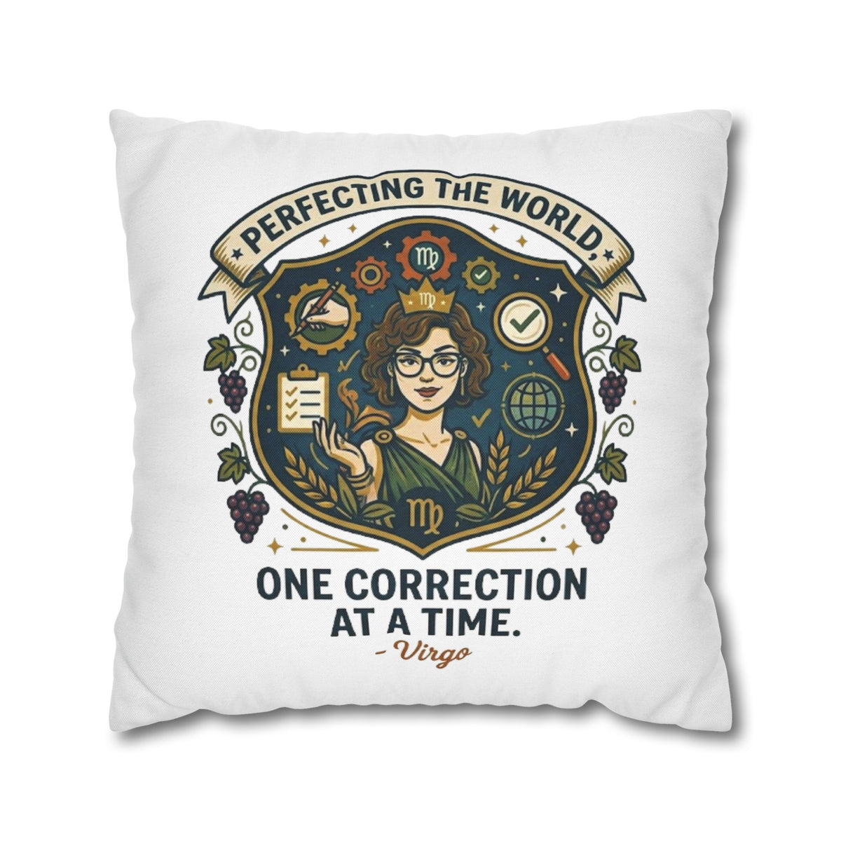 Virgo Pillow Cover pillowcase — "Perfecting the World One Correction at a Time" Decorative Cushion Case