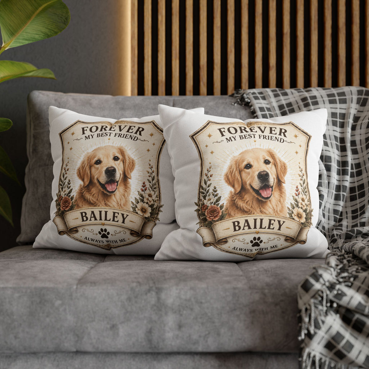 Milo Bailey Dog Dad Mom Forever My Best Friend Personalized Dog Pillowcase — Custom Pet Name Golden Retriever Memorial