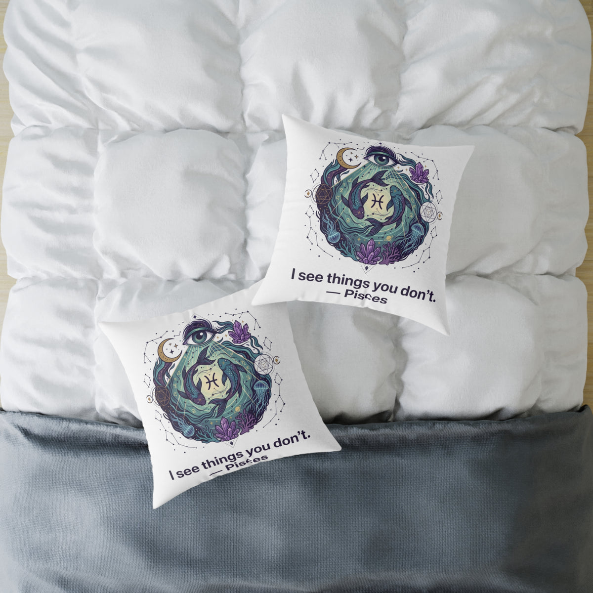 Pisces Zodiac I See Things You Don't Square Poly Canvas Pillow