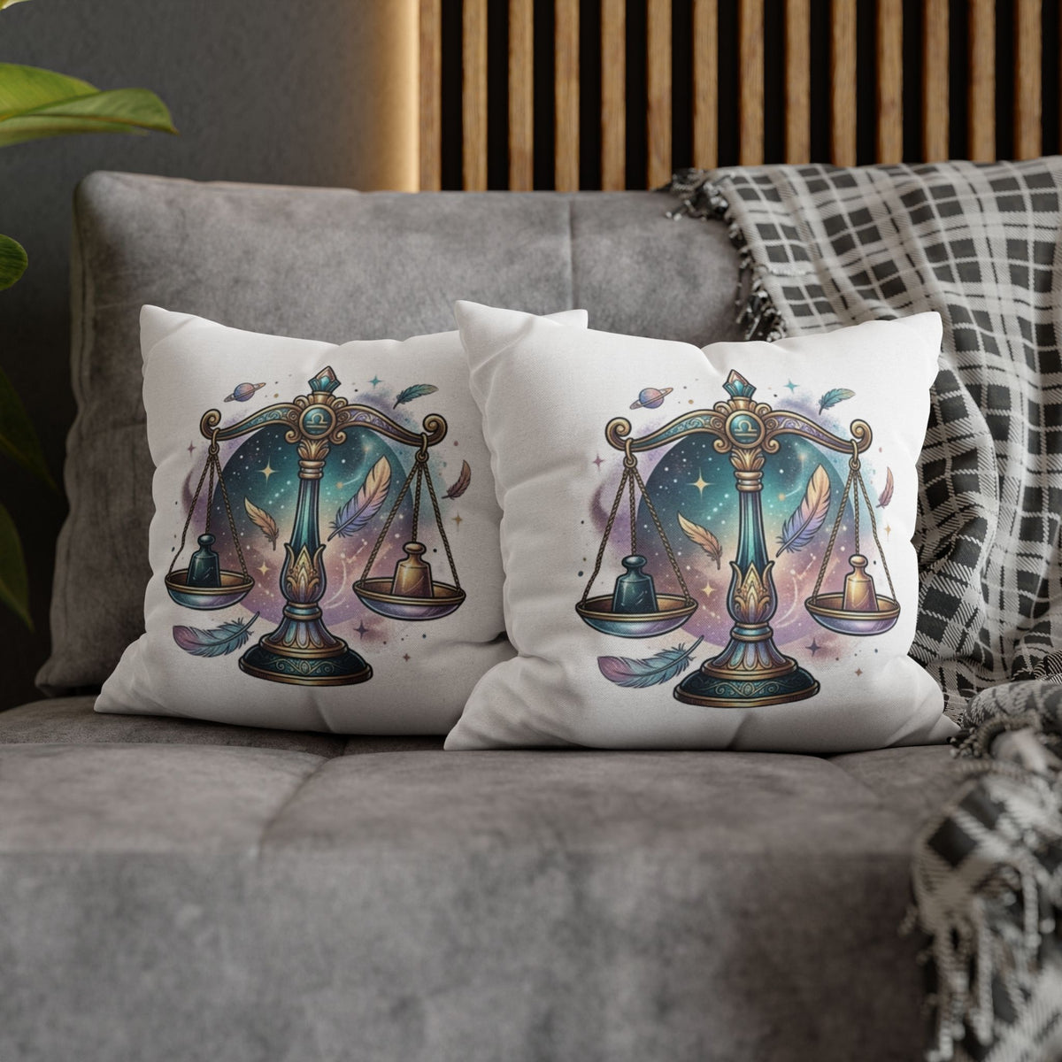 Libra Zodiac Pillowcase — Celestial Scales Decorative Throw Pillow