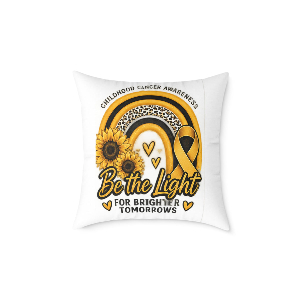 Childhood Cancer Awareness Pillow — “Be the Light for Brighter Tomorrows” Square Throw Pillow