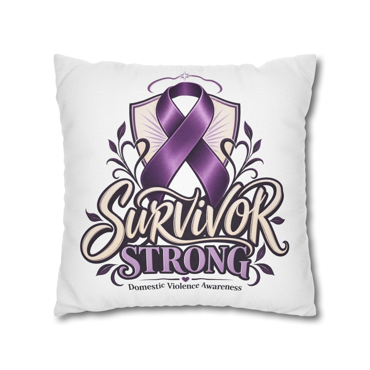Survivor Strong Domestic Violence Awareness Square Pillowcase