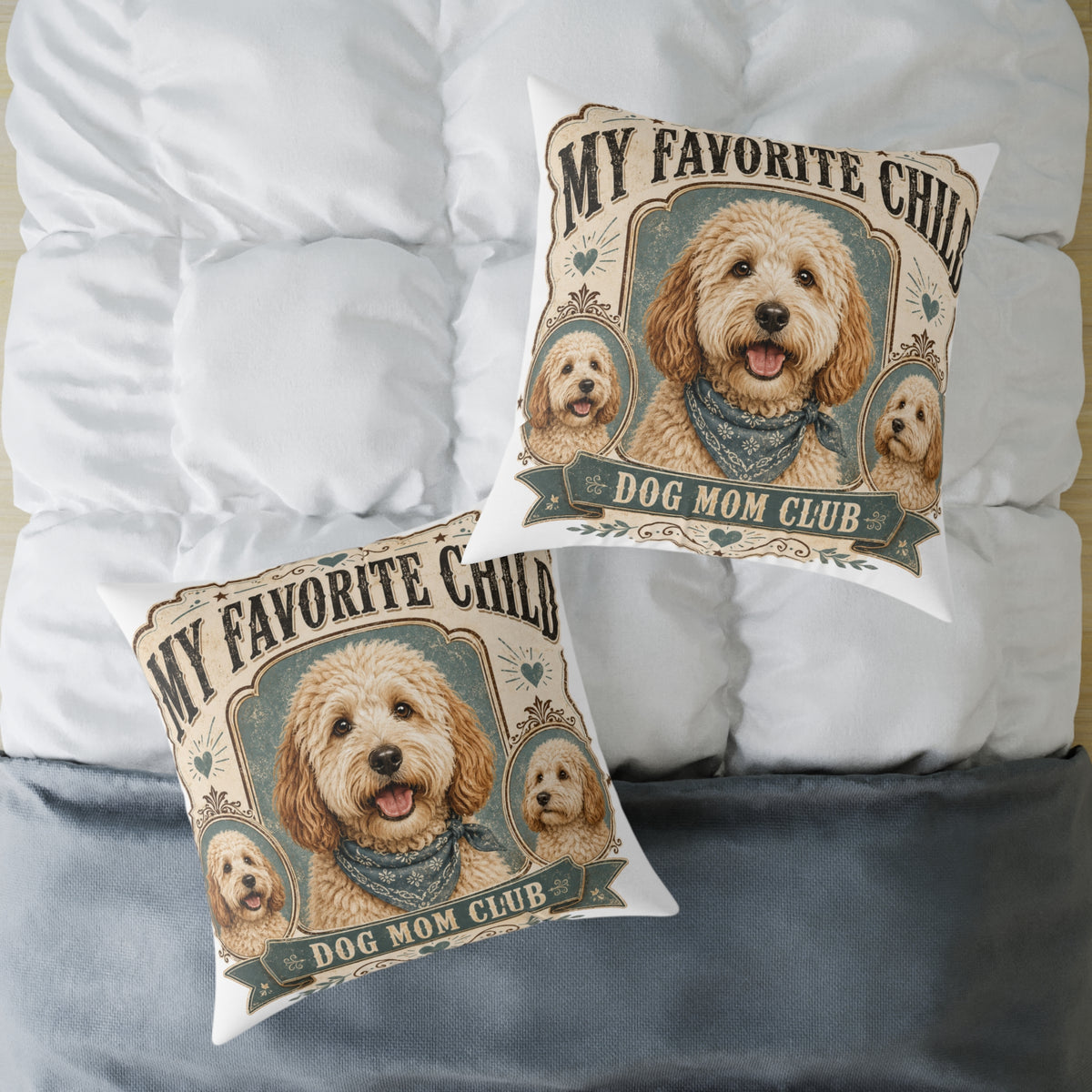 Dog Mom Club Pillow — Milo Bailey Dog Dad Mom "My Favorite Child" Doodle Throw Pillow