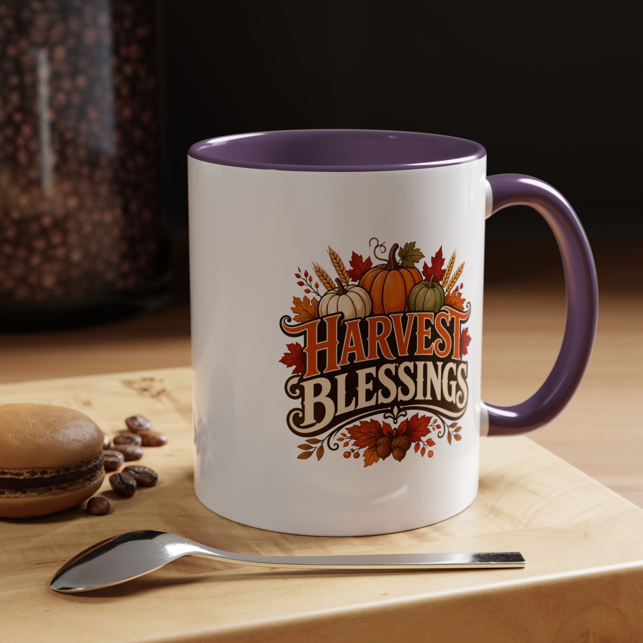 Thanksgiving Mug Harvest Blessings Coffee Mug — Thanksgiving Pumpkin Accent Mug