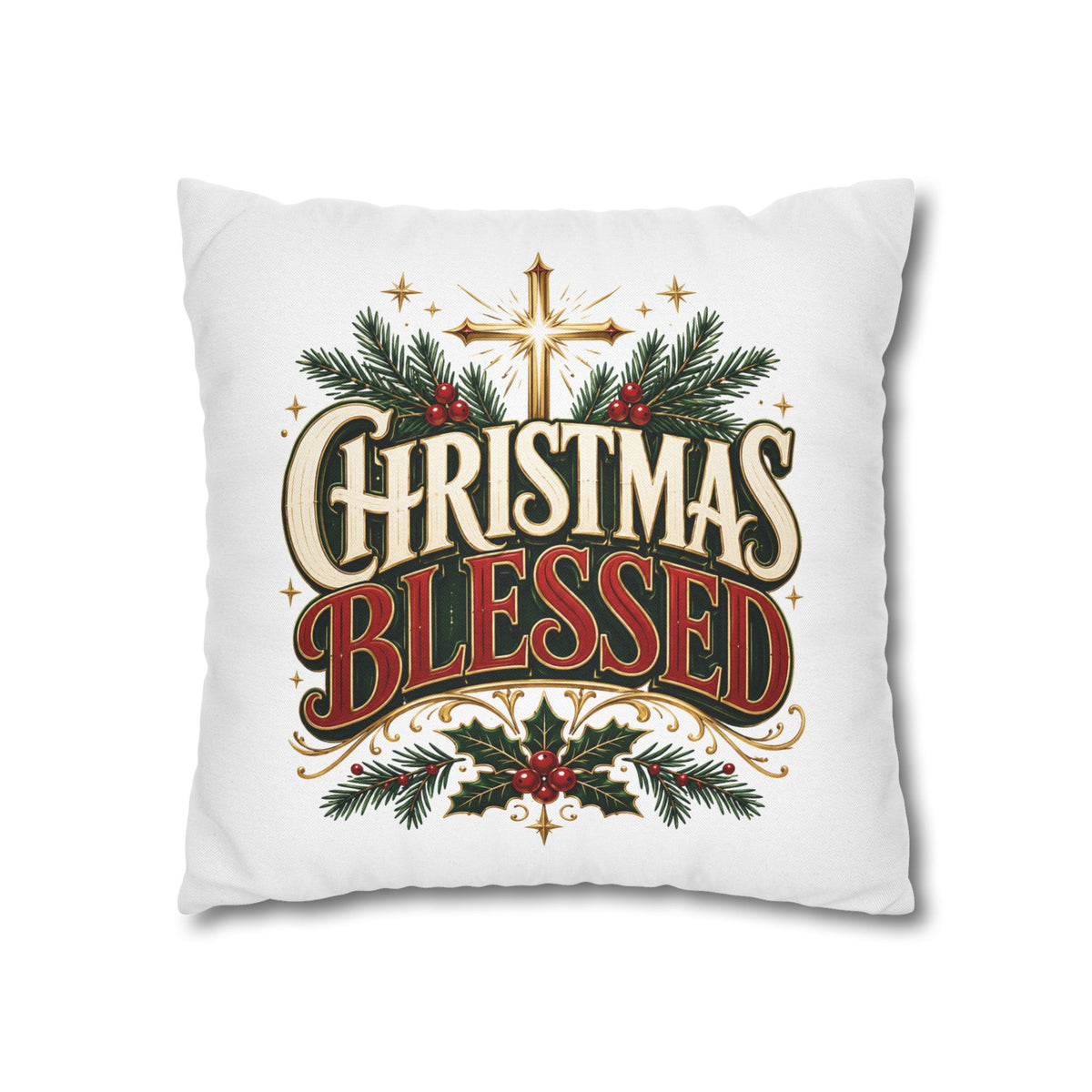 Christmas Spun Square Pillowcase Christmas Blessed Pillowcase