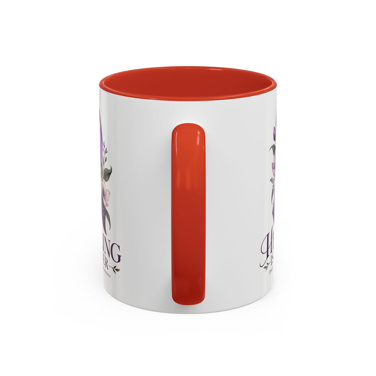 Healing Is Power Purple Ribbon Coffee Mug — Domestic Violence Awareness Accent Mug (11/15oz)