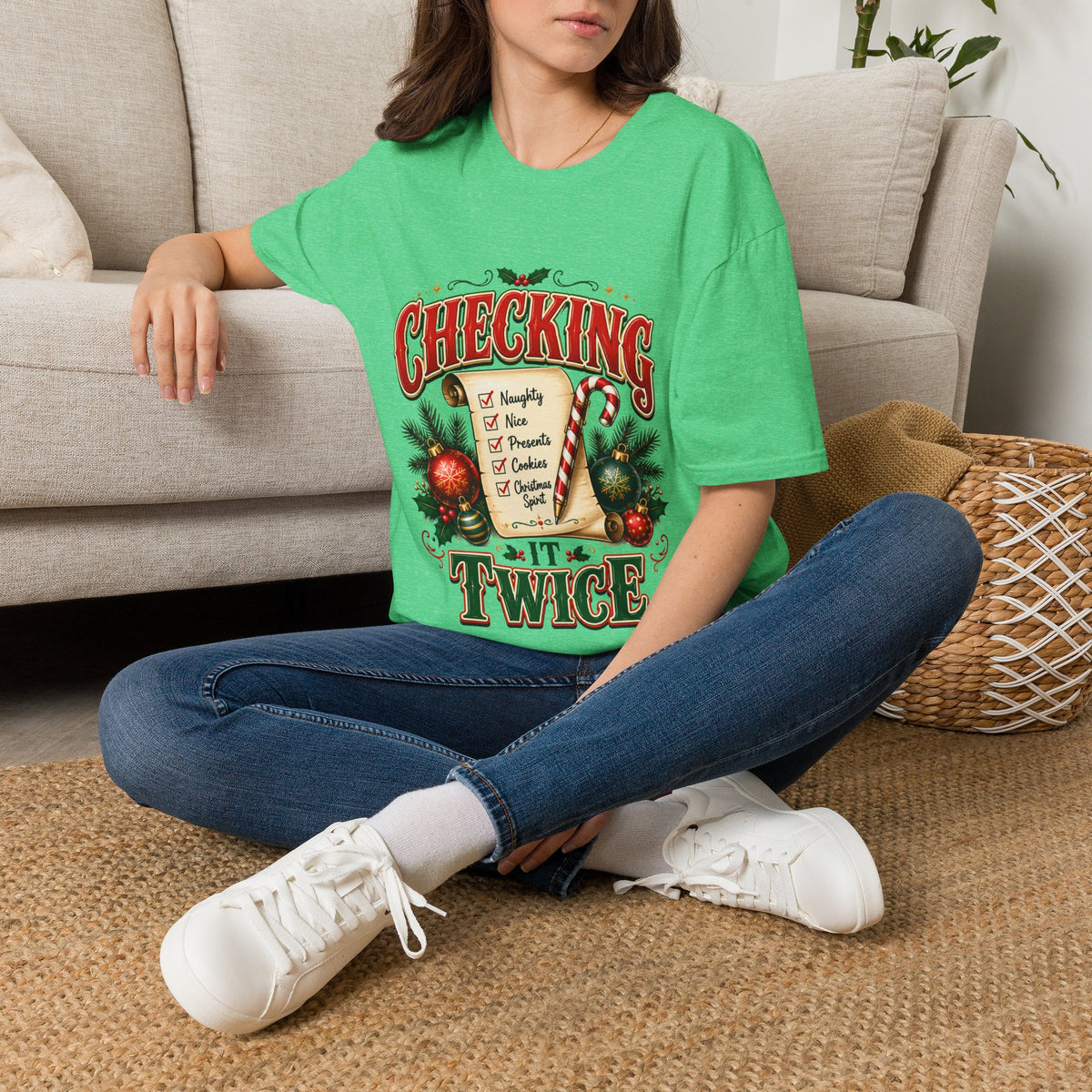 Checking It Twice Christmas T-Shirt — Naughty or Nice Holiday Tee