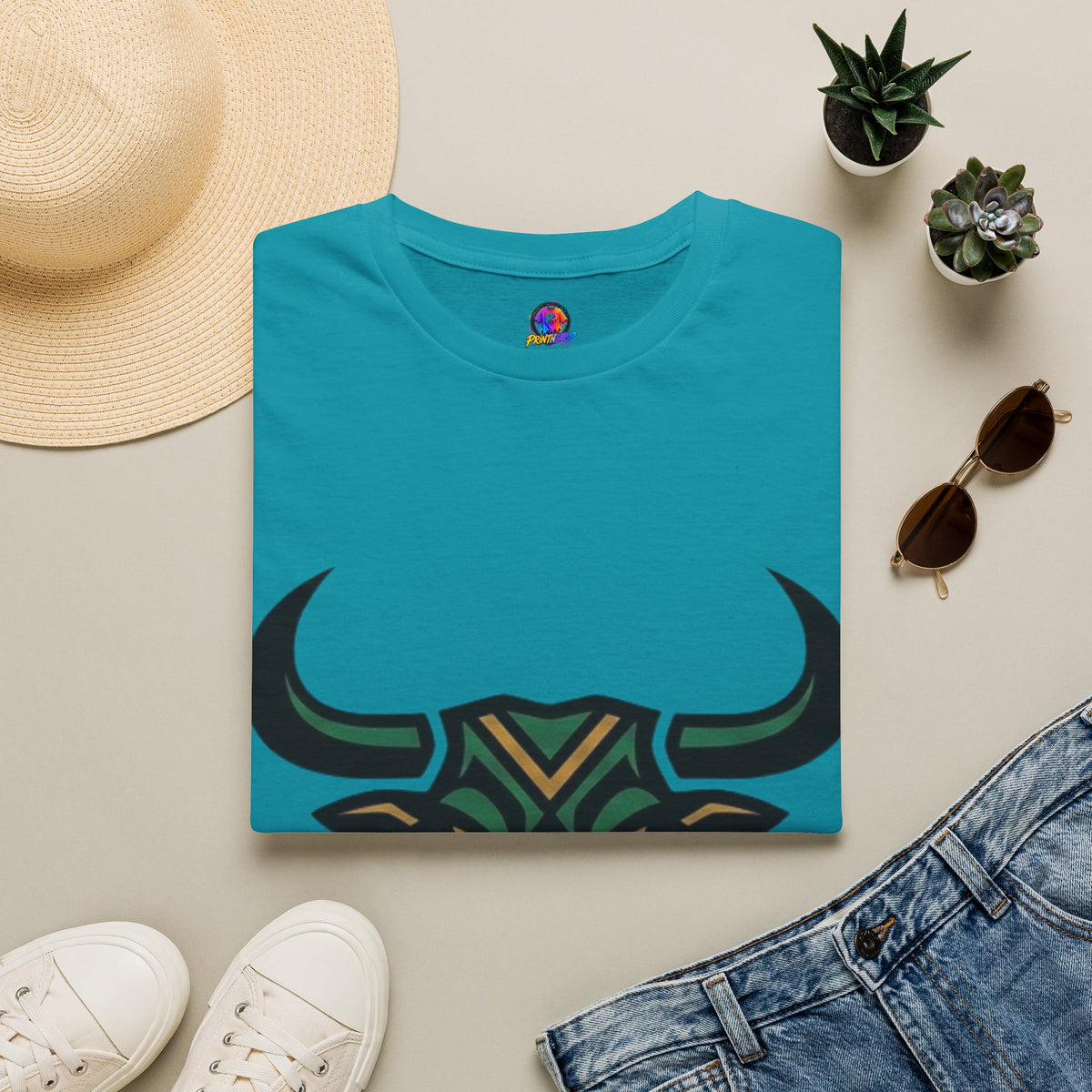 Taurus Bull Head T-Shirt — Geometric Tribal Bull Graphic Tee