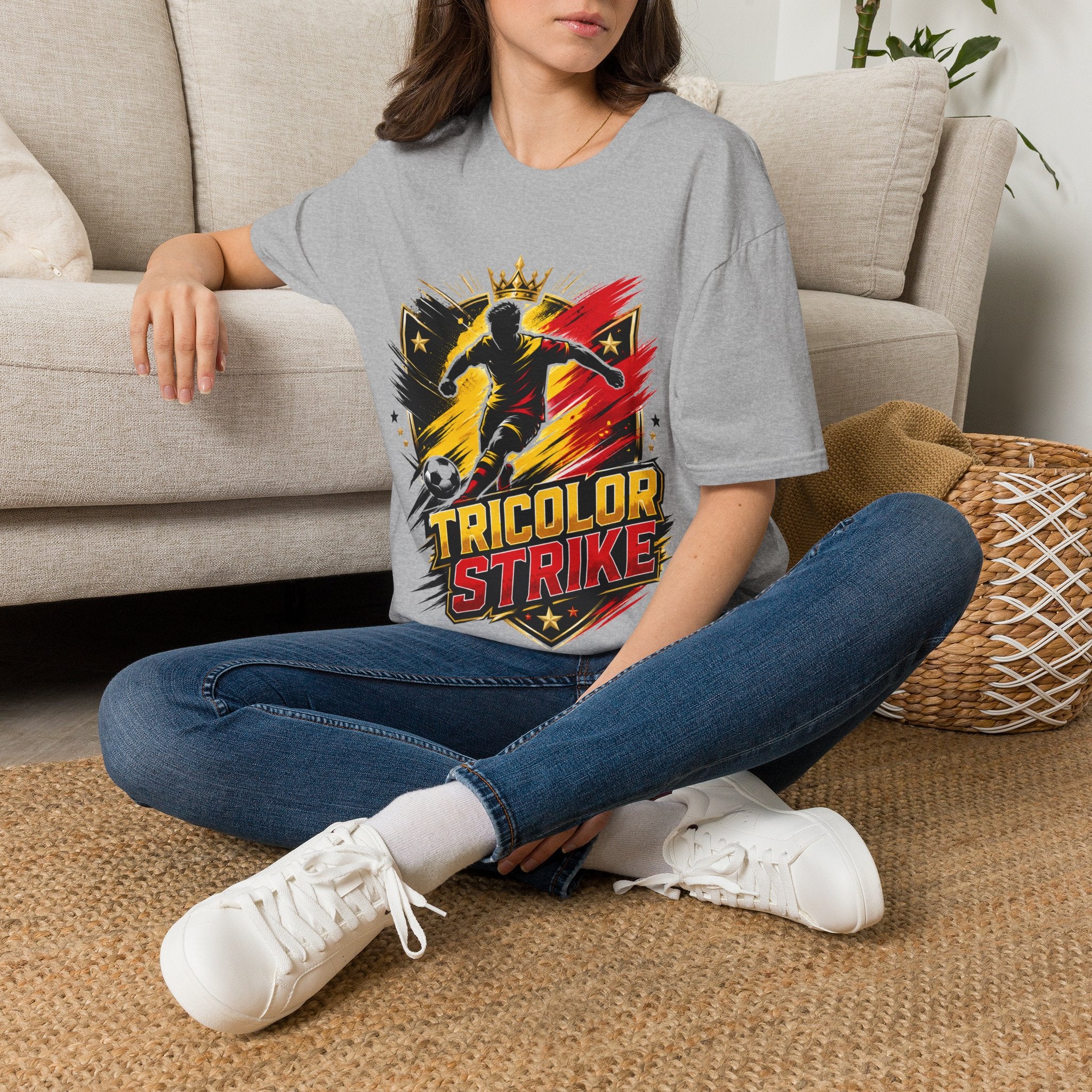 Belgium Soccer T-Shirt — 'Tricolor Strike' Graphic Jersey Tee